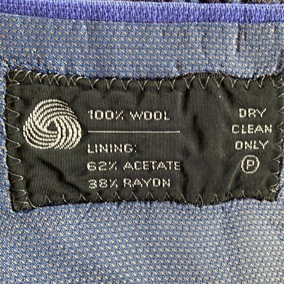 LAGO maggiore Sharp Shoulder Blazer wool cornflower blue blazer 44R - Picture 12 of 16